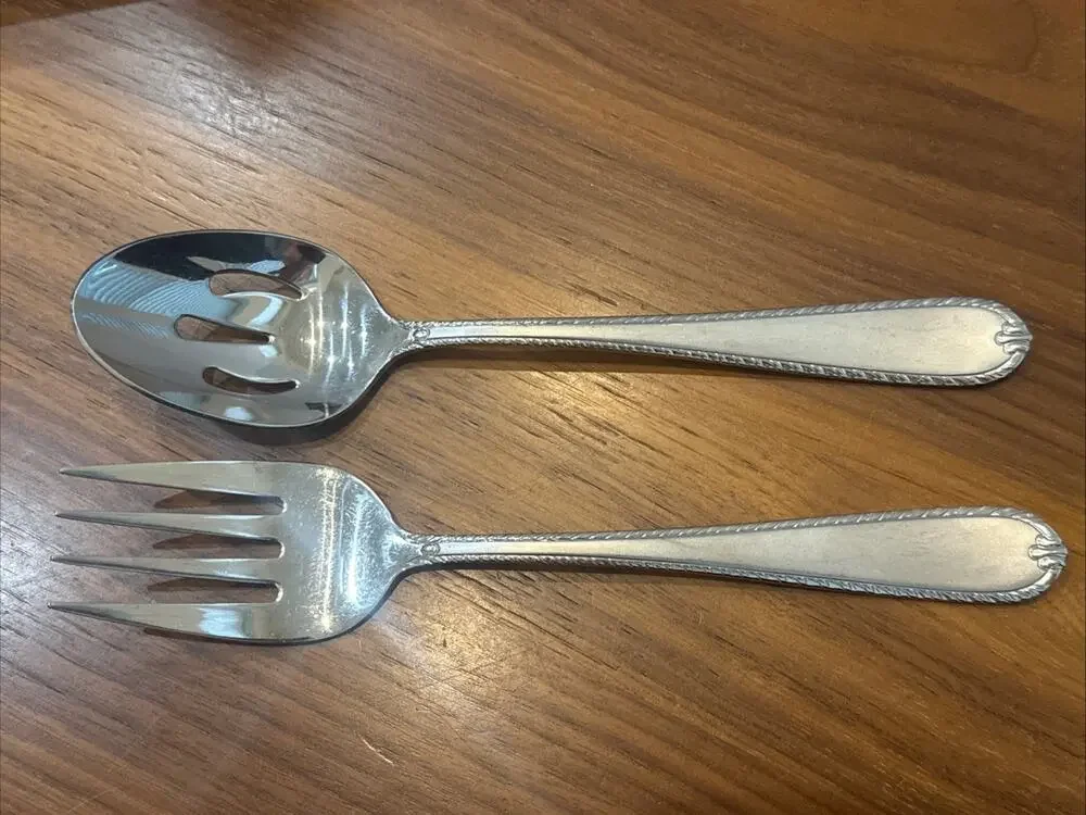 2 Hampton Silversmiths RACHELLE FROST Serving Spoon & Fork Stainless 18/10 Korea